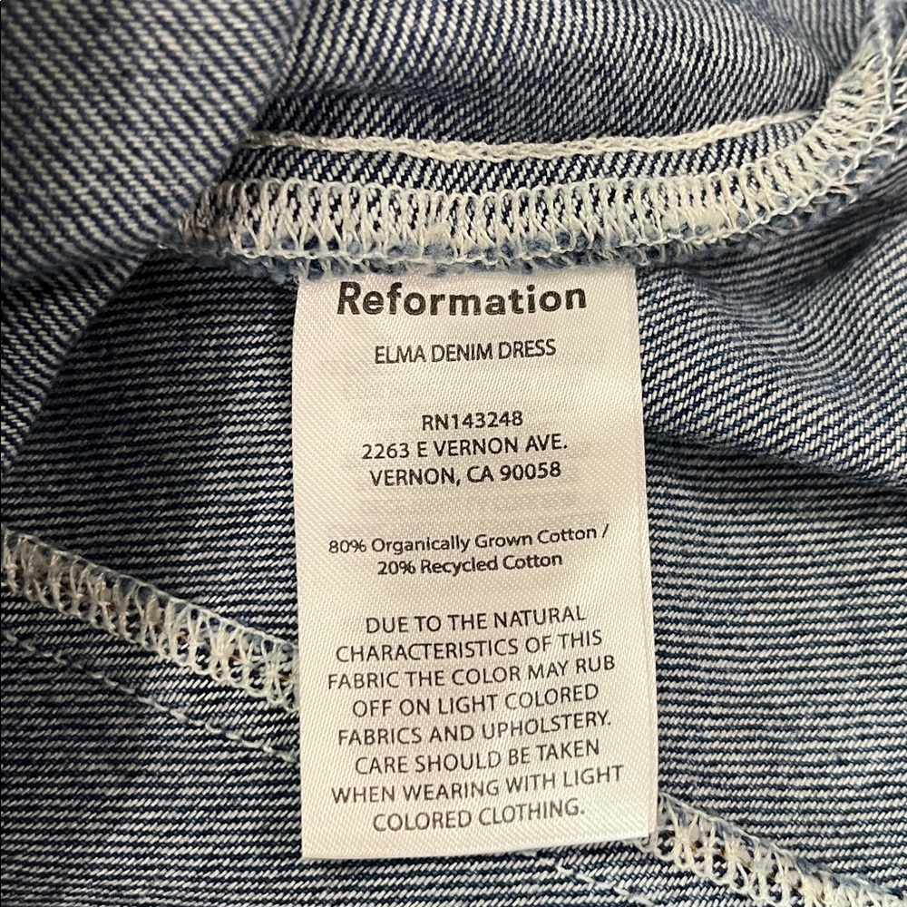 NEW Reformation Elma Denim A-Line Spaghetti Strap Mini Dress Size 0 - Picture 11 of 11